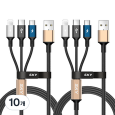 SKY Beat 27W 3合1傳輸線 USB A-C型, 10個, 黑色, 2m