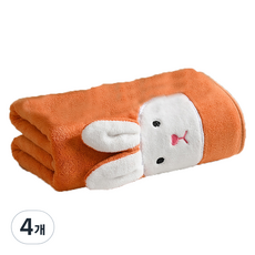 원이네 부드러운 토끼 샤워 바스타월 370g 극세사, 오렌지, 4개