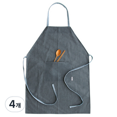 국내 제조 브링미 남여공용 와이드형 Ver.2 방수앞치마, 멜란지 그레이 + 블루 스트라이프, 4개