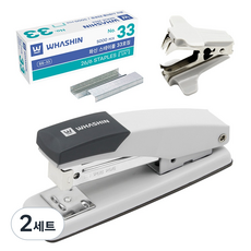WHASHIN 133K 釘書機 + 33號釘書針 5000p + 除針器 套組, 2套, 炭灰色(釘書機)