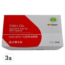 大醫生技 DHA + EPA TG型魚油膠囊, 60顆, 4.6g, 3盒