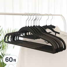 White Rabbit Cotton 設計款掛鉤可旋轉防滑無痕衣架, 黑色, 60個