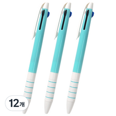심플 3색 볼펜 0.7mm, 민트, 12개