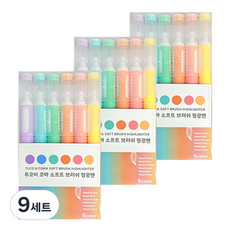 TUCO.B Koma 軟毛刷頭螢光筆 6入組, 混合色, 9套