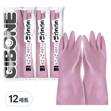 기본에 튼튼한 고무장갑, 체리퍼플, 대(L), 12세트