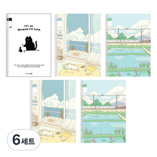 morning glory 채움노트 小學線圈筆記本 3-6 無標題 25行 3款 + 隨機出貨 2入組 B1, 6套, 貓混混, 休息的貓, 稻田