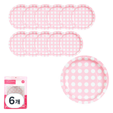 PARTYSHOW 粉紅色圓點盤 23cm 6入, 6個
