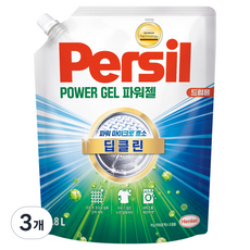 퍼실 딥클린 초미세세탁 파워젤 드럼용 액체세제 리필, 3개, 1.8L