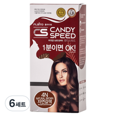 캔디스피드 플라이토 1분 셀프 새치 염모제 60ml + 산화제 60ml 세트, 4N 자연갈색, 6세트