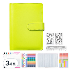 MaDaKkuMi 現金挑戰 A6 活頁本內頁裝訂本套組 6孔, 蘋果綠, 3個