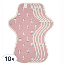 eechae 花翼型純棉衛生棉粉紅色, 1入, 10個, 夜用