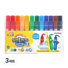 munhwA 可水洗麥克筆, 3套, 12色