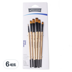 루미온 모두가 화가 붓 6종 세트 원목, 6세트, 2호, 4호, 6호, 8호, 10호, 12호