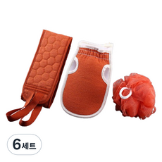 미동마켓 소프트 샤워타올 3종 세트, 레드, 6세트