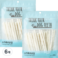 띵크유어도그티 강아지 우유껌 스틱형 44P, 혼합맛(소가죽/우유), 250g, 6개 혼합맛(소가죽/우유), 250g, 6개