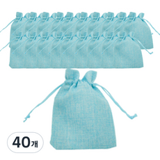 彩色麻布包裝袋 大, 天藍色, 40個