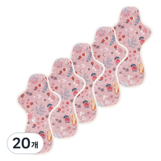 eechae 花卉一體成型棉質衛生棉 粉色錦鯉, 20個, 1入, 夜用型