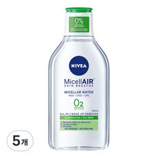 니베아 세범컨트롤 미셀라 에어 클렌징 워터, 400ml, 5개