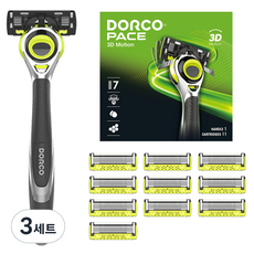 DORCO 多可樂客 PACE 3D動感刮鬍刀組, 刮鬍刀 + 刀片 11入, 3套