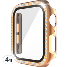 이츠라이프 애플워치 큐빅 풀커버 강화유리 스퀘어 케이스 40mm, 로즈골드, 4개