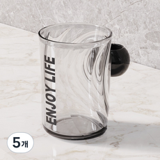 몬드스팟 엠보 손잡이 칫솔 거치대 겸용 욕실 양치컵, 투명, 5개