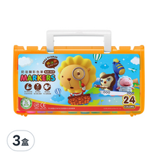 SIMBALION 雄獅 奶油獅 BLM 透明盒彩色筆 24色 姓名標籤 手提式設計 色彩豐富鮮豔 方便收納, 3盒