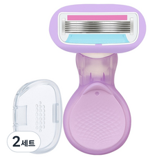 Barom Mall 女性用5層刀片防刮除毛刀 短版紫色刀頭 5.5 x 8cm + 刀片 + 全罩式外殼組合, 2套