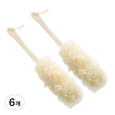 柔軟長柄沐浴刷, 1入, 淺褐色, 6個