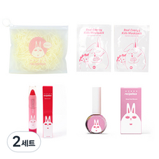 兒童旅行食譜盒簡單化妝套裝, 便攜袋 + 兒童面膜 2p + 唇彩筆 + 指甲油亮澤珠光, 2組