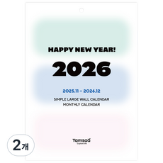 Tamsaa 2026 簡約大尺寸可撕式壁掛月曆, 單一顏色, 2個