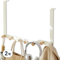 레디박스 공간활용 우드 문걸이 도어행거 후크 7구 30cm, 화이트, 2개