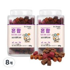 닥터도기 져키 강아지 간식, 혼합맛(오리/연어/소고기), 400g, 8개