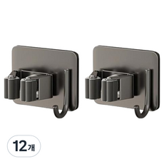 Sellyving 浴室免鑽孔不鏽鋼二合一掛鉤拖把架, 灰色, 12個