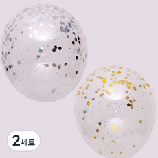 컨페티벌룬 스타링 30cm 골드 10p + 실버 10p 세트, 혼합색상, 2세트