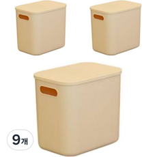 올유리빙 팬트리 리빙박스 수납 정리함 뚜껑형, 크림, 소 깊은형(19 x 27 x 24 cm), 9개