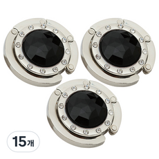 Life Plus 水晶閃亮便攜式掛包鉤, 時尚黑, 15個