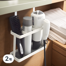 LaChouette 免鑽孔收納型吹風機門掛式整髮器收納架 220 x 140 x 80 mm, 2個, 現代白