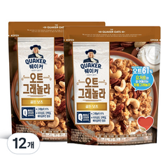 롯데제과 퀘이커 오트 그래놀라 시리얼 골든넛츠, 200g, 12개