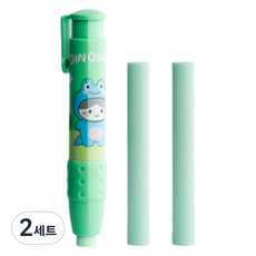 Koka 滑動角色橡皮擦Pan本體+替換芯 2入組, 2組, 綠色