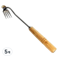 방그리 잡초 뿌리 제거 원예 나무손잡이 호미, 5개