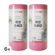 롯데이라이프 한장씩 뜯어쓰는 일회용 위생 수세미, 60개, 6개