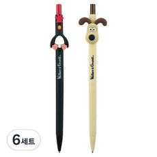 핑크풋 월레스와 그로밋 맥그로우 슬림샤프 베이지 + 블랙 세트, 6세트, 0.5mm