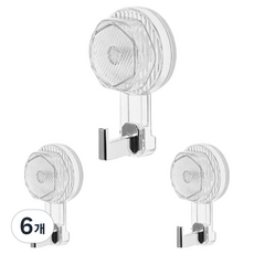 한봄누리 흡착식 욕실 다용도 벽걸이, 투명 화이트, 6개
