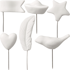 RADER 白瓷大頭針6件, 1套, 白色