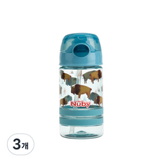 누비 트라이탄 티티 원터치 빨대컵, 물빠진청색, 3개, 360ml
