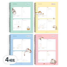 PINKFOOT 3000 喵喵 小學錯題本 4件組, 藍色, 粉紅色, 薄荷綠, 黃色, 4套