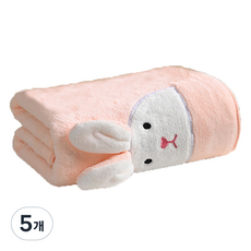 원이네 부드러운 토끼 샤워 바스타월 370g 극세사, 핑크, 5개