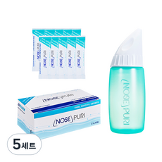 노즈퓨리 성인용 수동식 코세정용 키트 + 코세정용 분말 60p, 5세트