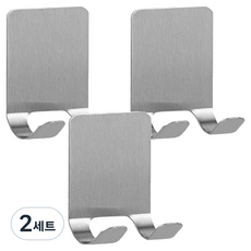 Luinolive 不鏽鋼免打孔刮鬍刀架 銀色 4.5 x 6 cm 3入 + 黏性貼紙組, 2套
