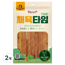 헬로도기 무전분 쫀득 져키 채육타임, 2개, 100g, 혼합맛(닭/시금치)